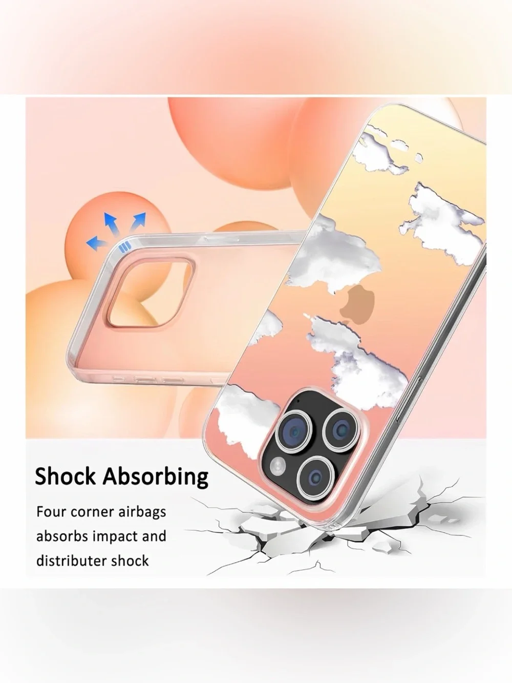 iPhone 13 Pro phone case - clear cloud design